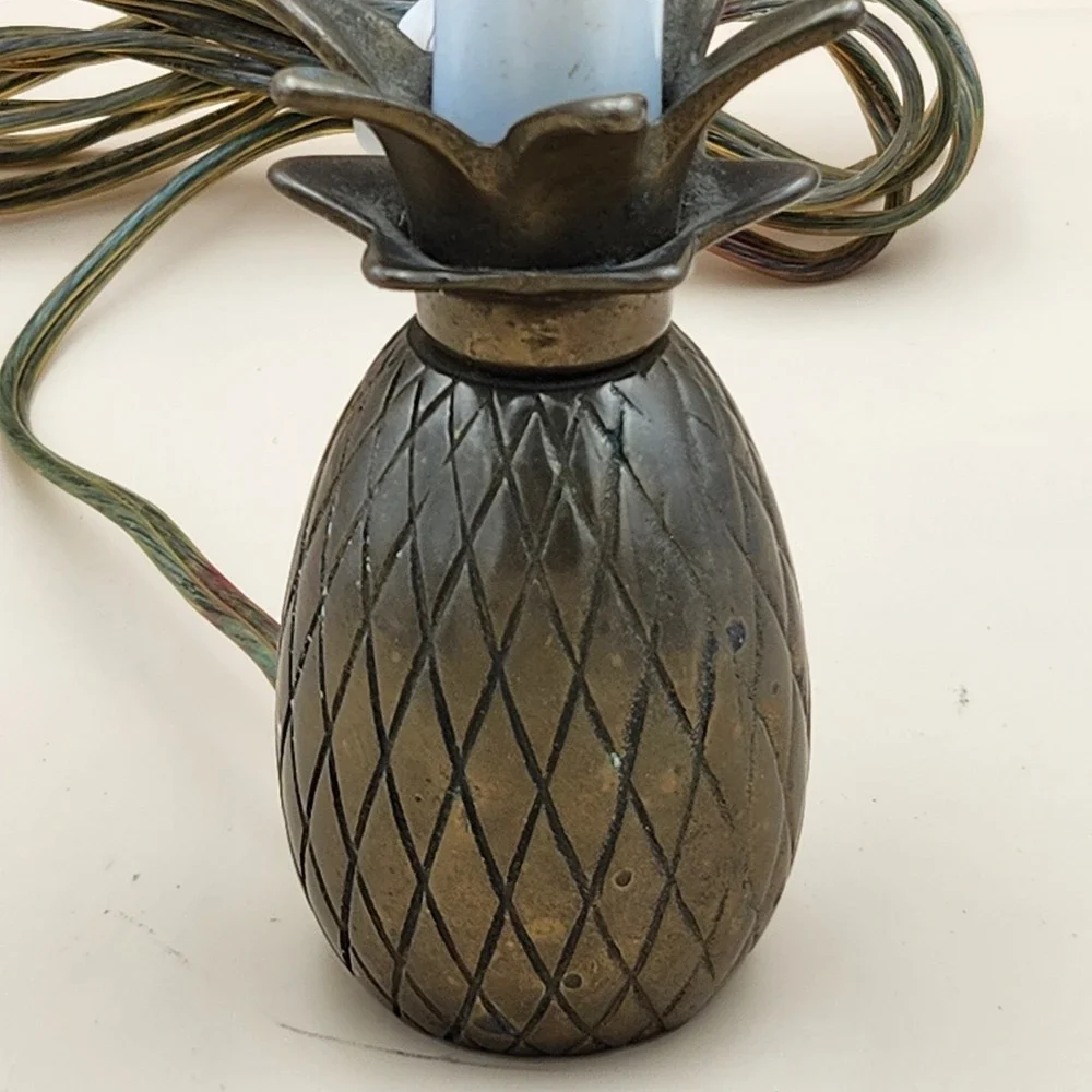 Brass Pineapple VTG Electric Candlestick Lamp Candle Primitive MCM Night Light